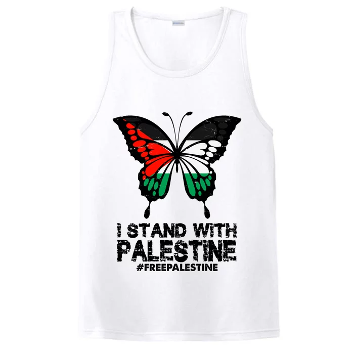 I Stand With Palestine Free Palestine Butterfly Performance Tank