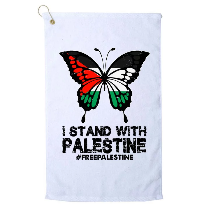 I Stand With Palestine Free Palestine Butterfly Platinum Collection Golf Towel