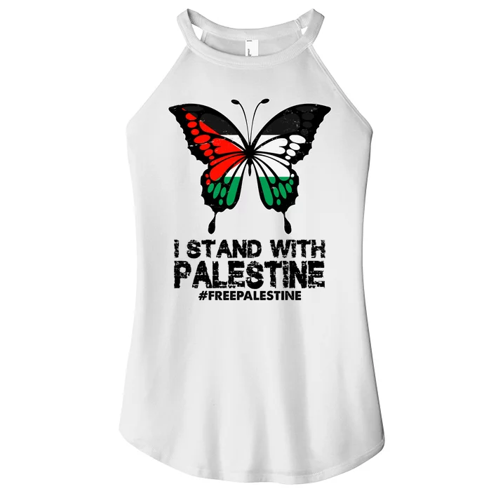 I Stand With Palestine Free Palestine Butterfly Women’s Perfect Tri Rocker Tank