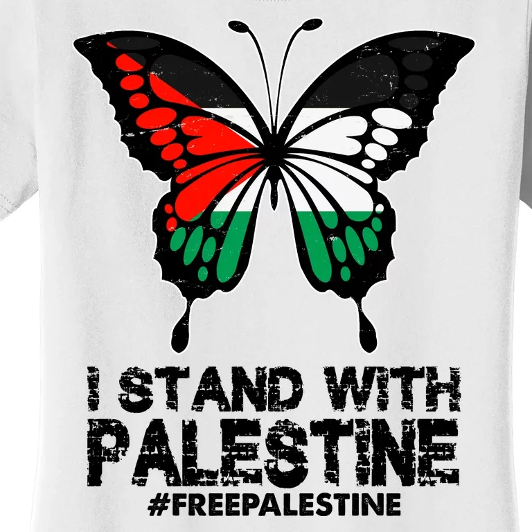 I Stand With Palestine Free Palestine Butterfly Women's T-Shirt