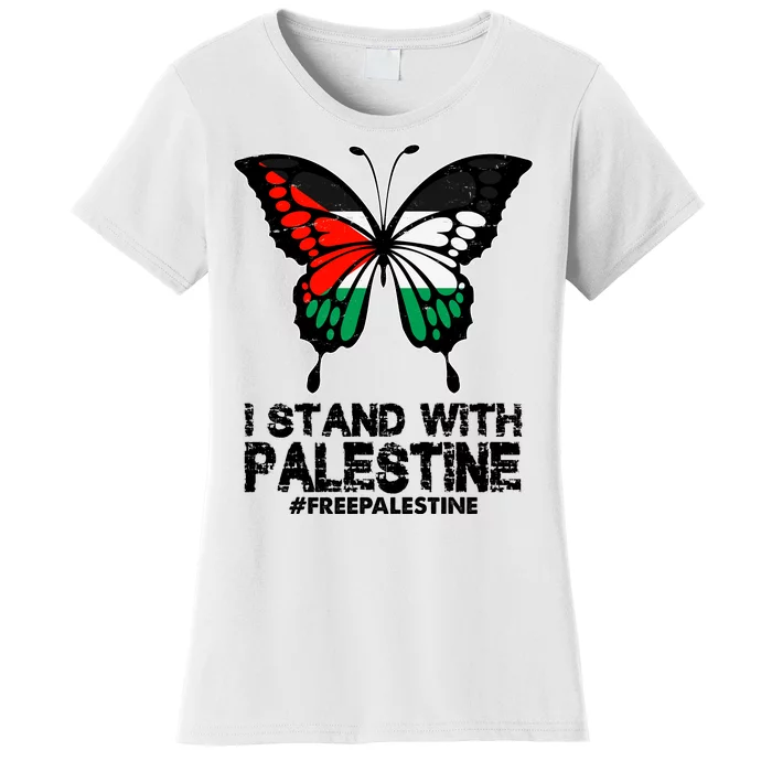 I Stand With Palestine Free Palestine Butterfly Women's T-Shirt