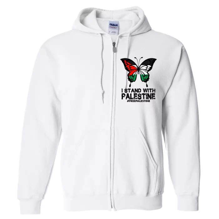 I Stand With Palestine Free Palestine Butterfly Full Zip Hoodie