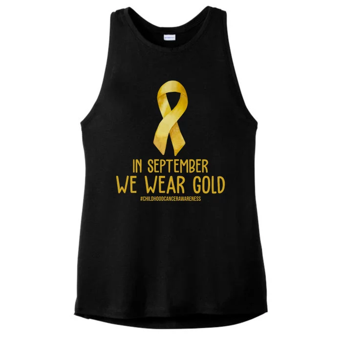 In September We Wear Gold Childhood Cancer Ladies Tri-Blend Wicking Tank