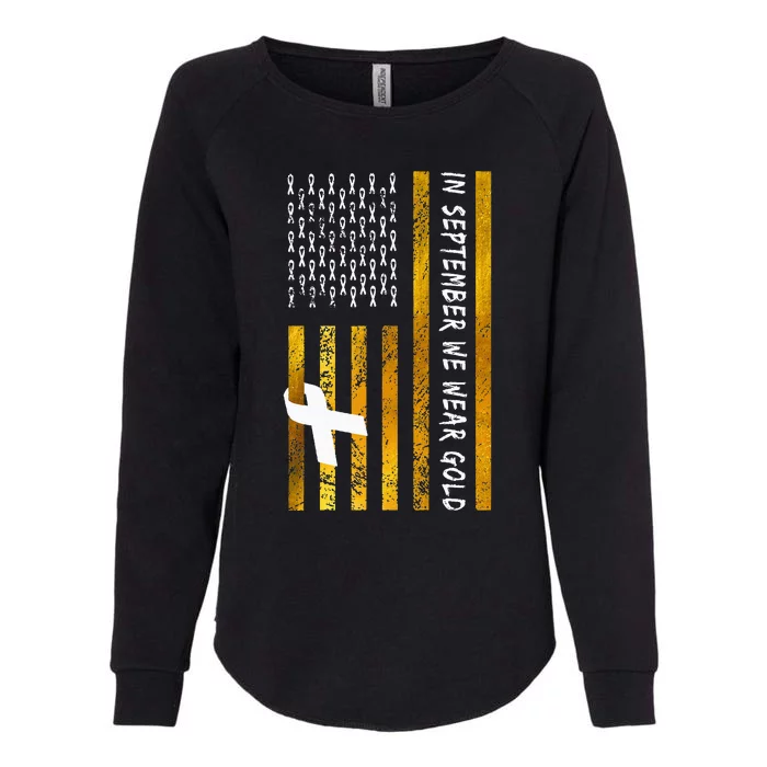 In September We Wear Gold Childhood Cancer Awareness flag Womens California Wash Sweatshirt