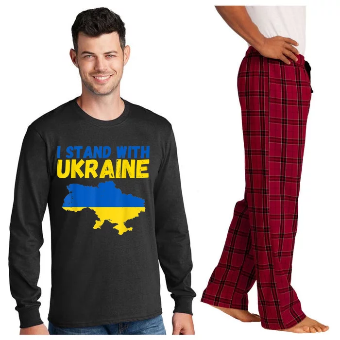 I Stand With Ukraine Vintage Ukraine Flag Great Gift Long Sleeve Pajama Set