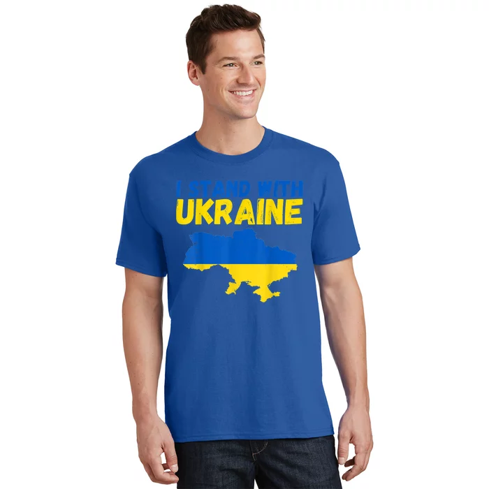 I Stand With Ukraine Vintage Ukraine Flag Great Gift T-Shirt