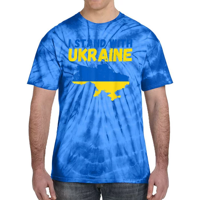 I Stand With Ukraine Vintage Ukraine Flag Great Gift Tie-Dye T-Shirt