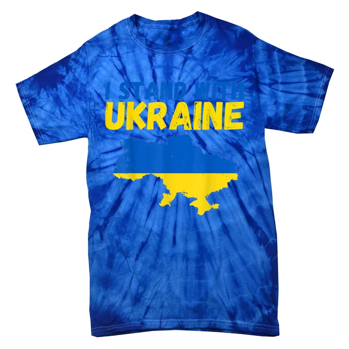 I Stand With Ukraine Vintage Ukraine Flag Great Gift Tie-Dye T-Shirt