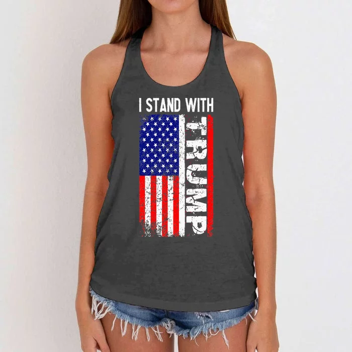 i stand with president trump pro trump supporter anti biden Women's Knotted Racerback Tank