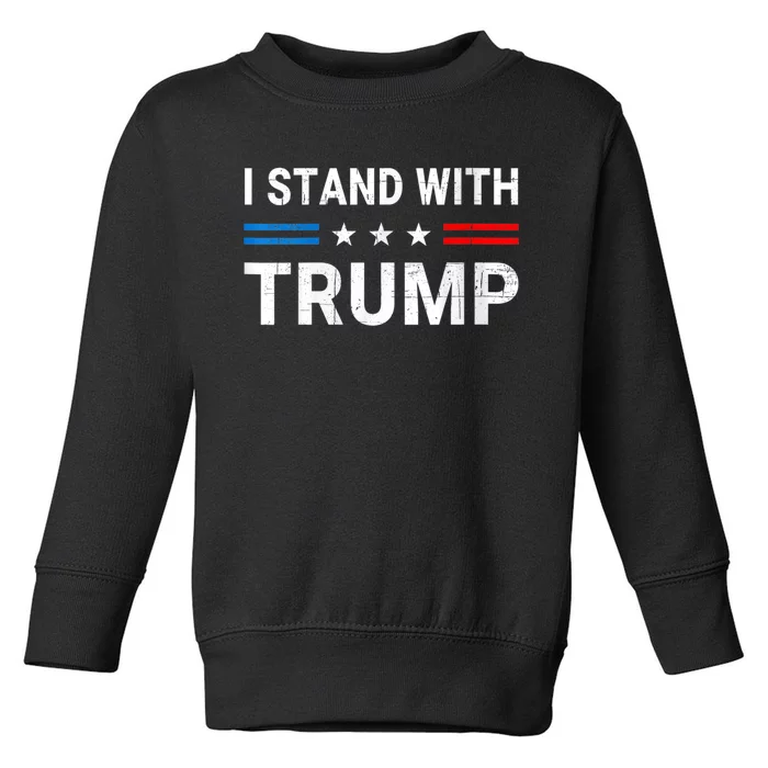 I Stand With Trump American Flag Toddler Sweatshirt