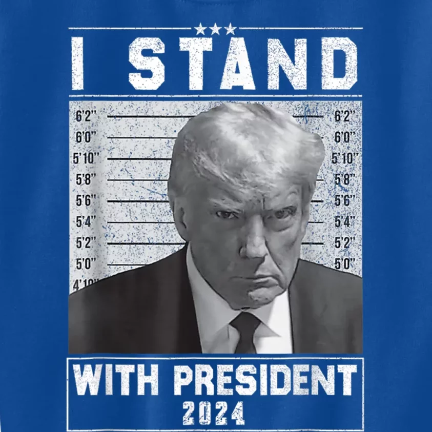 I Stand With President 2024trump Mugshot I Stand With Trump Gift Kids Sweatshirt