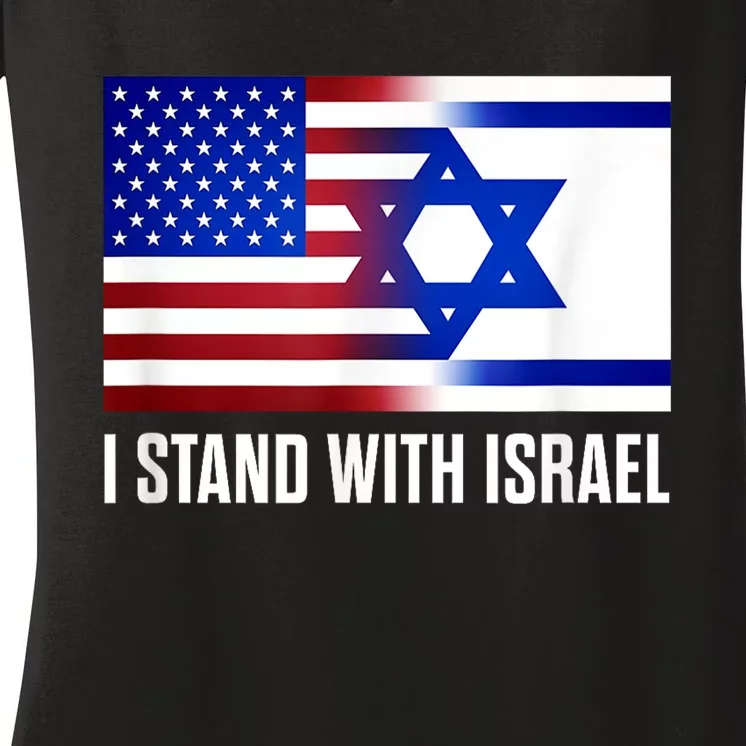 I Stand With Israel Patriotic Women's V-Neck T-Shirt