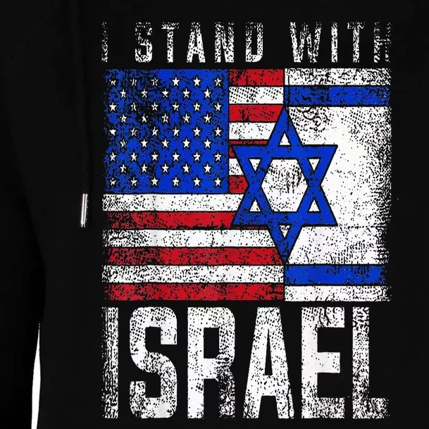 I Stand With Israel Patriotic USA and Israel Flag Womens Funnel Neck Pullover Hood