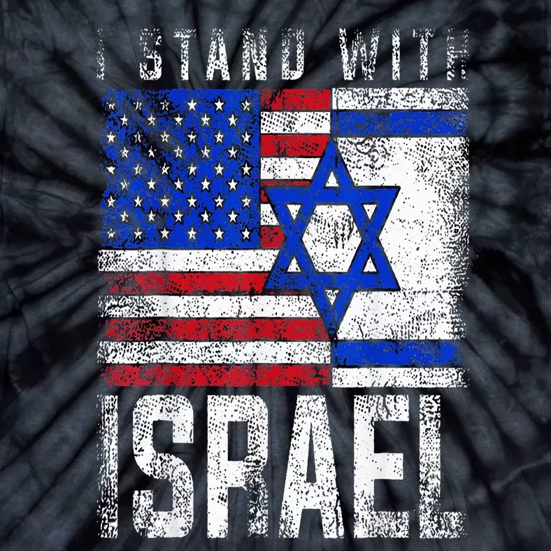 I Stand With Israel Patriotic USA and Israel Flag Tie-Dye T-Shirt