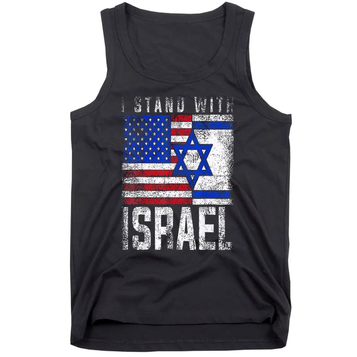 I Stand With Israel Patriotic USA and Israel Flag Tank Top