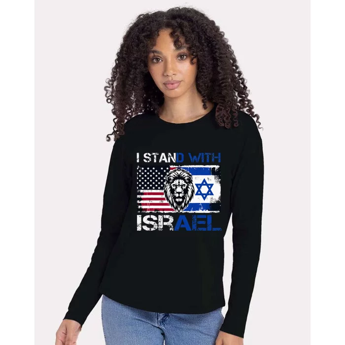 I Stand With Israel US Support Lion Love Israeli Brotherhood Womens Cotton Relaxed Long Sleeve T-Shirt