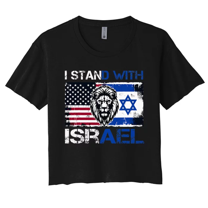 I Stand With Israel US Support Lion Love Israeli Brotherhood Women's Crop Top Tee