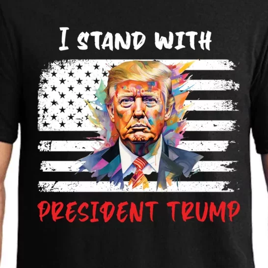 I Stand With President Trump Distressed American Flag Suppor Cool Gift Pajama Set