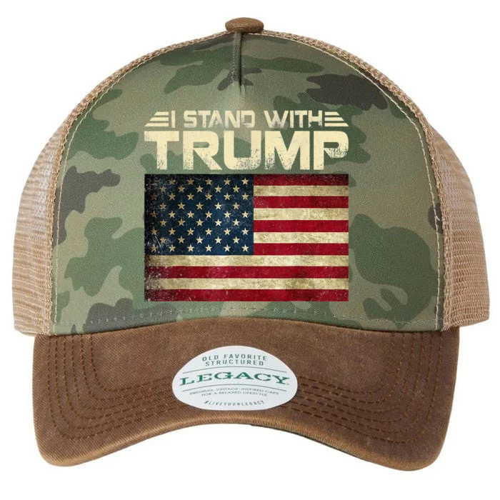 I Stand With Trump American Flag USA Vintage Legacy Tie Dye Trucker Hat