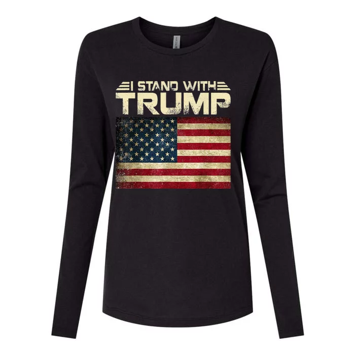 I Stand With Trump American Flag USA Vintage Womens Cotton Relaxed Long Sleeve T-Shirt