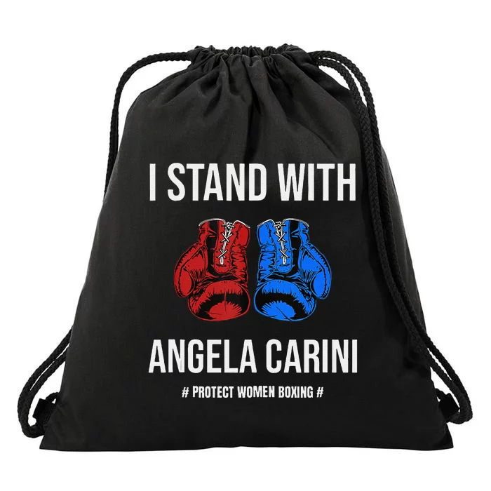 I Stand With Angela Carini Boxer Protect Women Boxing Drawstring Bag