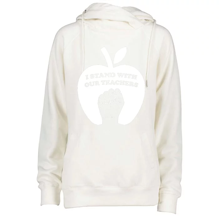 I Stand With Our Teachers & Stand Against Book Banning! Womens Funnel Neck Pullover Hood