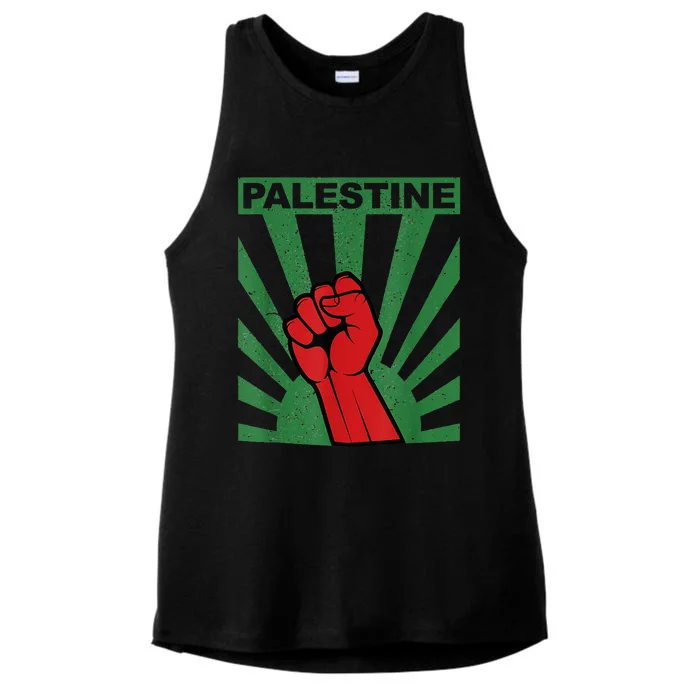 I Stand With Palestine For Their Freedom Free Palestine Ladies Tri-Blend Wicking Tank