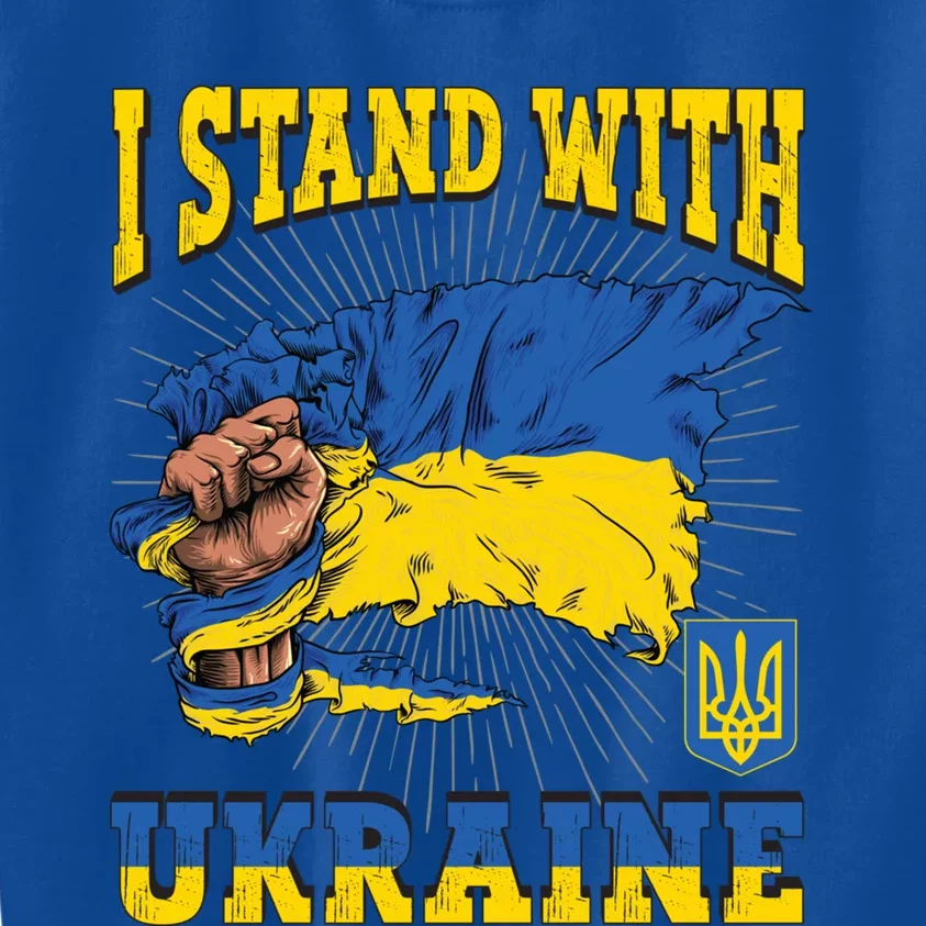 I Stand With Ukraine Ukrainian Fist Flag Meaningful Gift Kids Sweatshirt