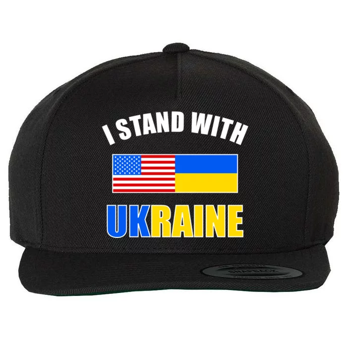 I Stand With Ukraine USA Support Flags United Wool Snapback Cap