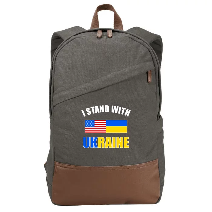 I Stand With Ukraine USA Support Flags United Cotton Canvas Backpack