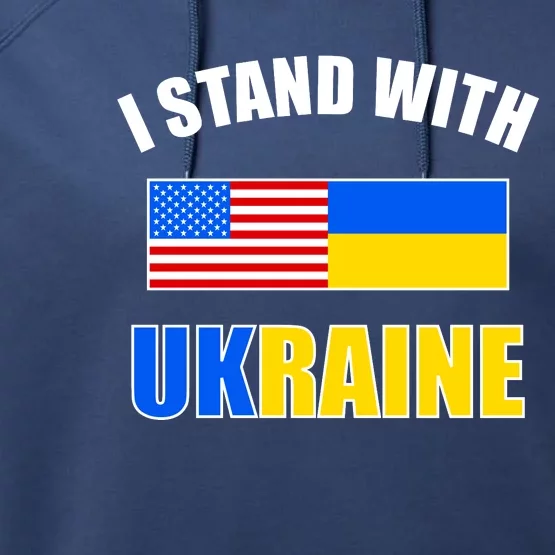 I Stand With Ukraine USA Support Flags United Performance Fleece Hoodie