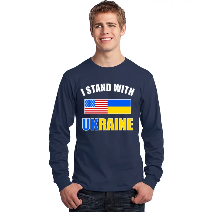 I Stand With Ukraine USA Support Flags United Long Sleeve Shirt