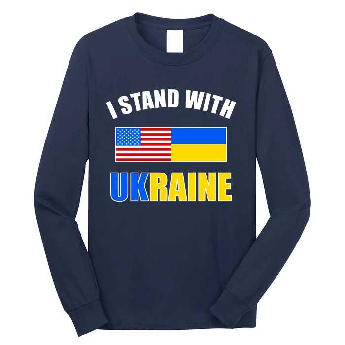 I Stand With Ukraine USA Support Flags United Long Sleeve Shirt