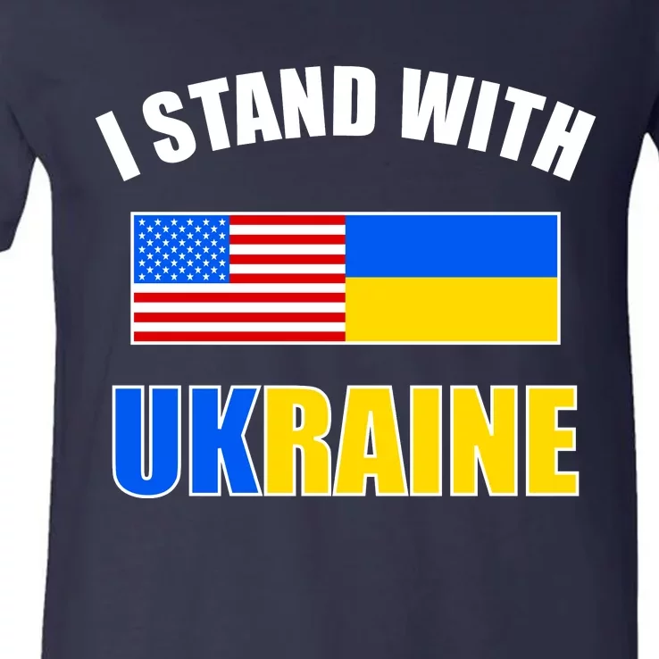 I Stand With Ukraine USA Support Flags United V-Neck T-Shirt