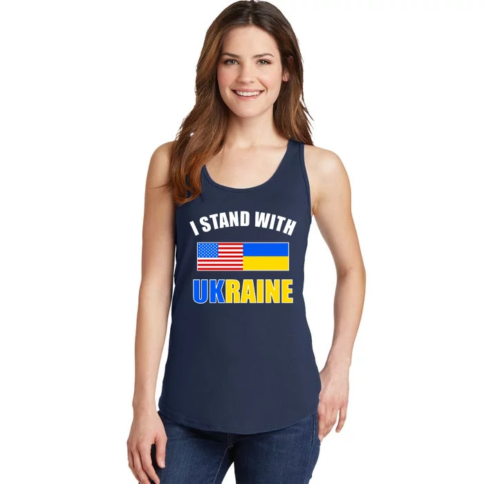 I Stand With Ukraine USA Support Flags United Ladies Essential Tank