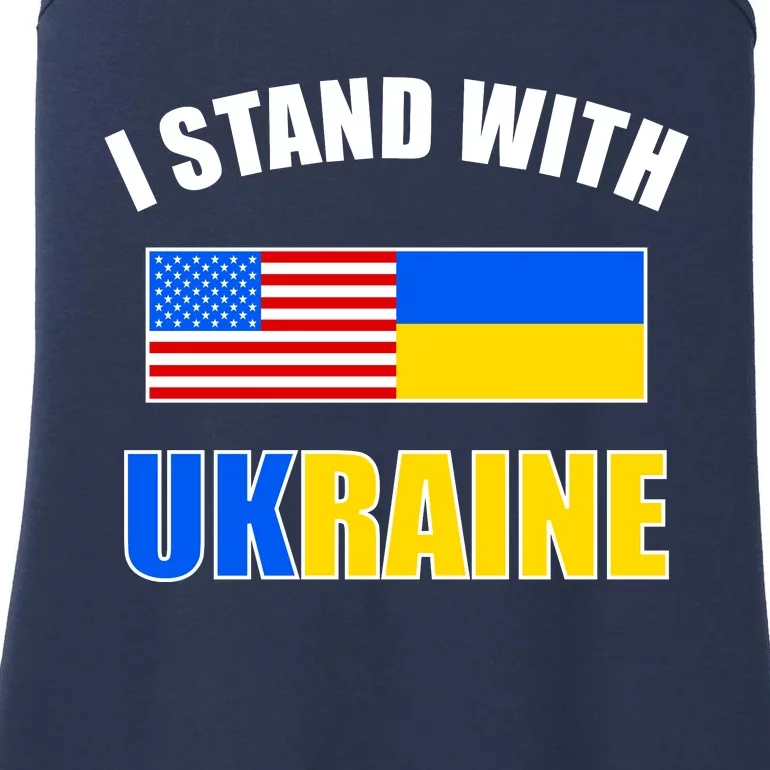 I Stand With Ukraine USA Support Flags United Ladies Essential Tank