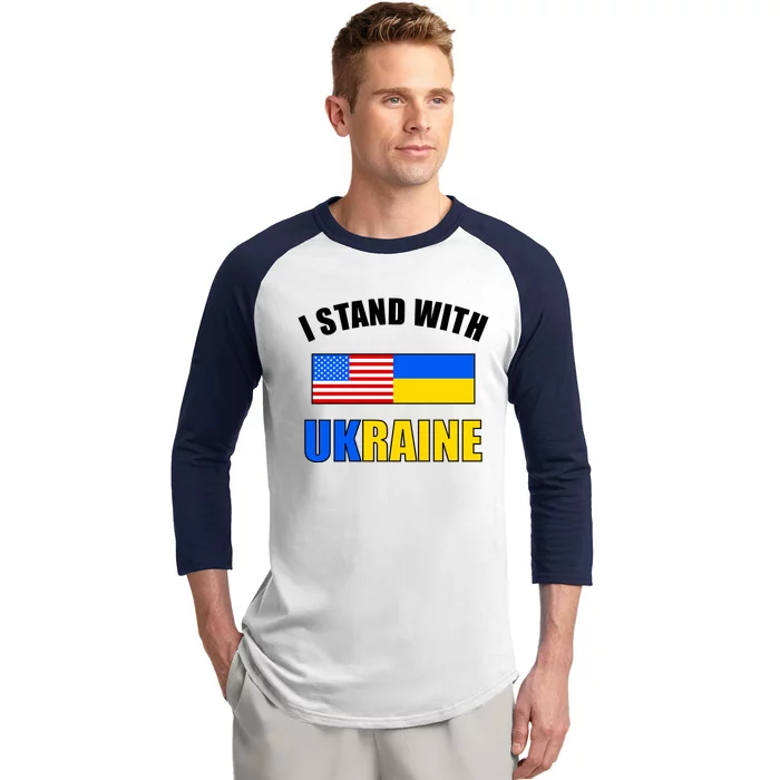 I Stand With Ukraine USA Support Flags United Baseball Sleeve Shirt