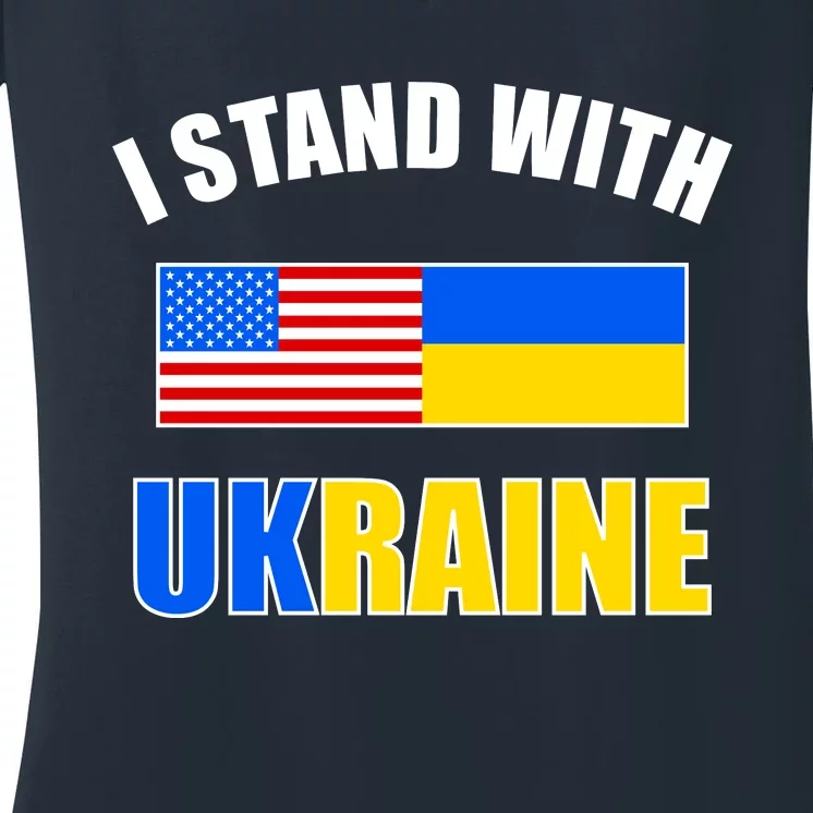 I Stand With Ukraine USA Support Flags United Women's V-Neck T-Shirt