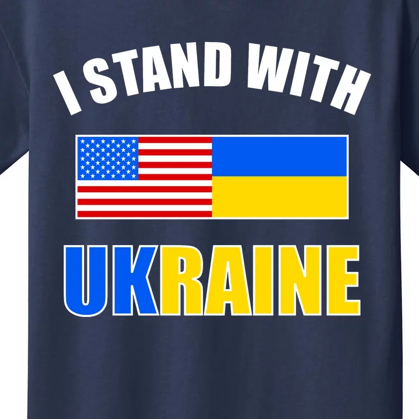 I Stand With Ukraine USA Support Flags United Kids T-Shirt