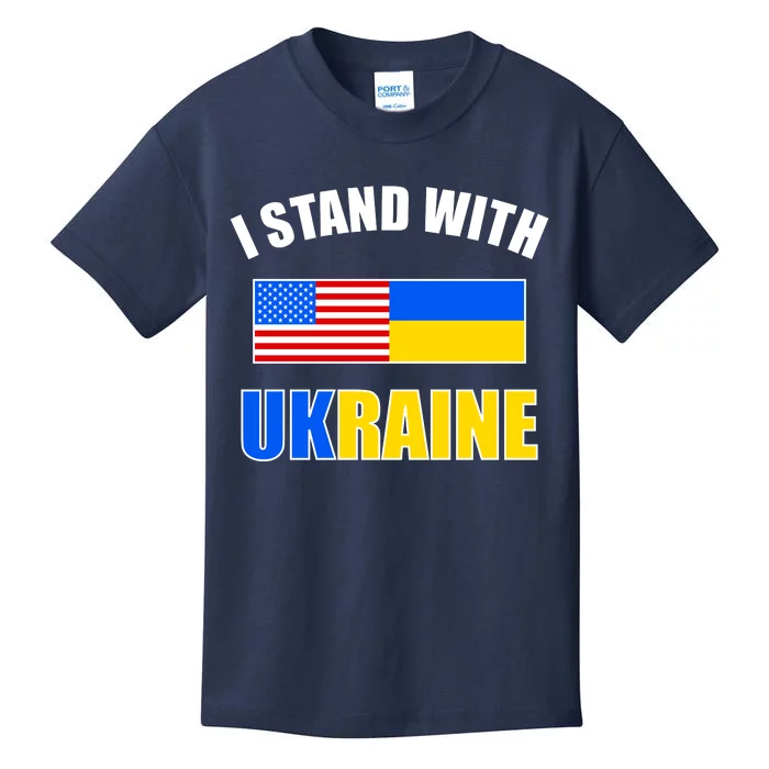 I Stand With Ukraine USA Support Flags United Kids T-Shirt