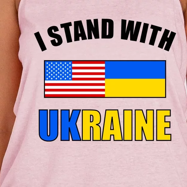 I Stand With Ukraine USA Support Flags United Women's Knotted Racerback Tank