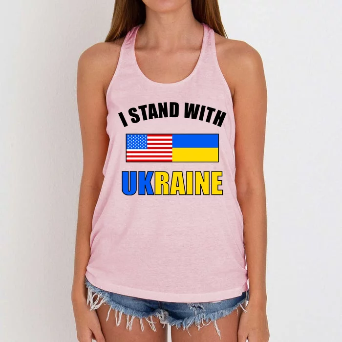 I Stand With Ukraine USA Support Flags United Women's Knotted Racerback Tank