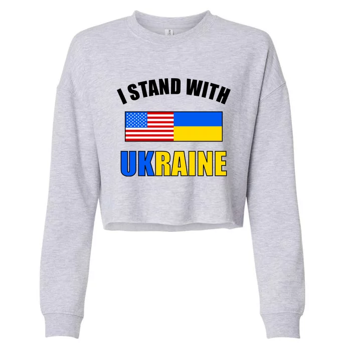 I Stand With Ukraine USA Support Flags United Cropped Pullover Crew