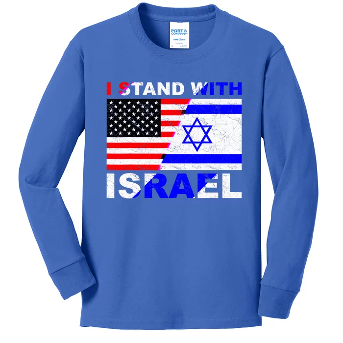 I Stand With Israel Pray For Israel Us Israel Flag Kids Long Sleeve Shirt