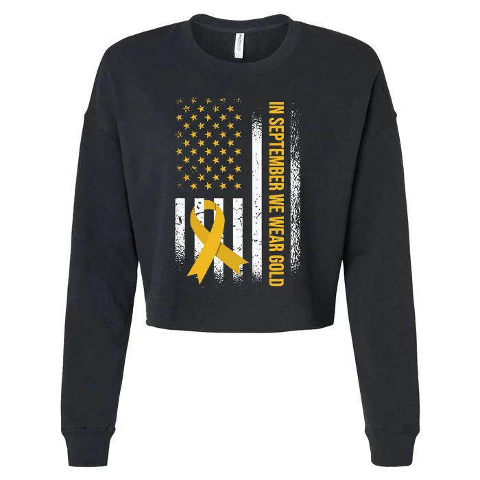 In September We Wear Gold Childhood Cancer Awareness Cropped Pullover Crew