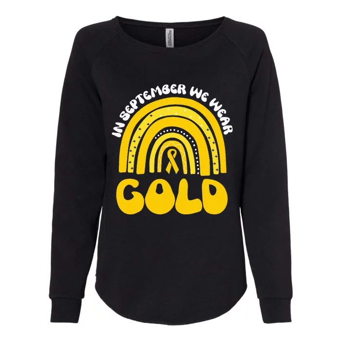 in september we wear gold childhood cancer awareness rainbow Womens California Wash Sweatshirt