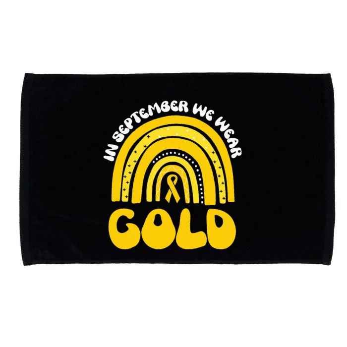 in september we wear gold childhood cancer awareness rainbow Microfiber Hand Towel