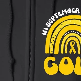 in september we wear gold childhood cancer awareness rainbow Full Zip Hoodie