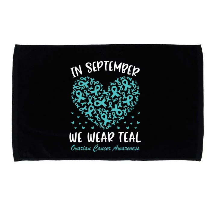 In September We Wear Teal Ovarian Cancer Awareness Hearts Microfiber Hand Towel