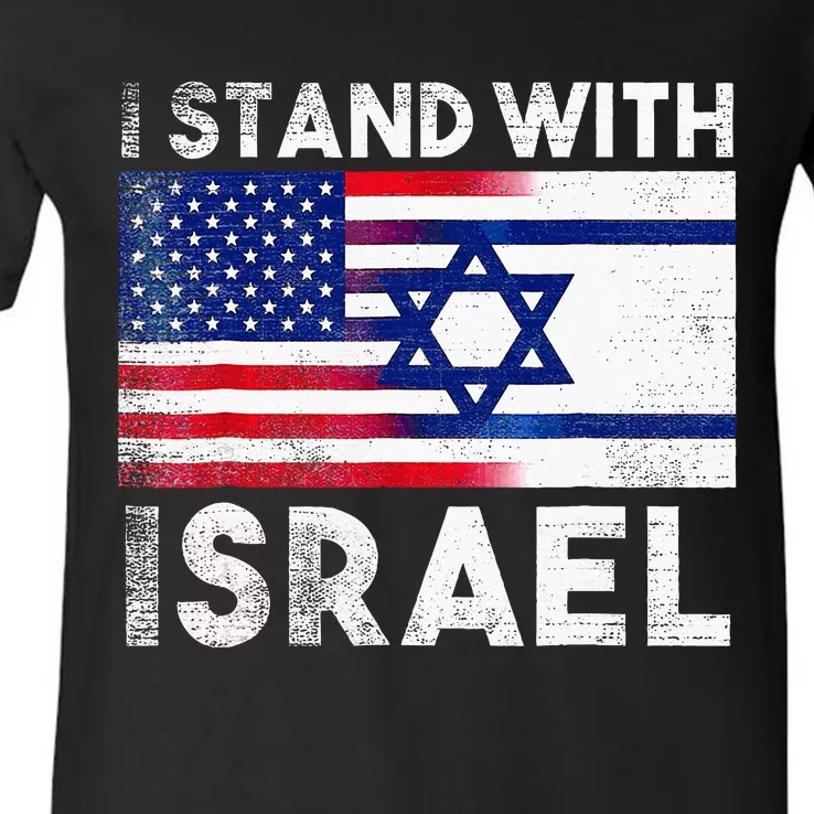 I Stand With Israel Pray For Israel US And Israel Flag V-Neck T-Shirt